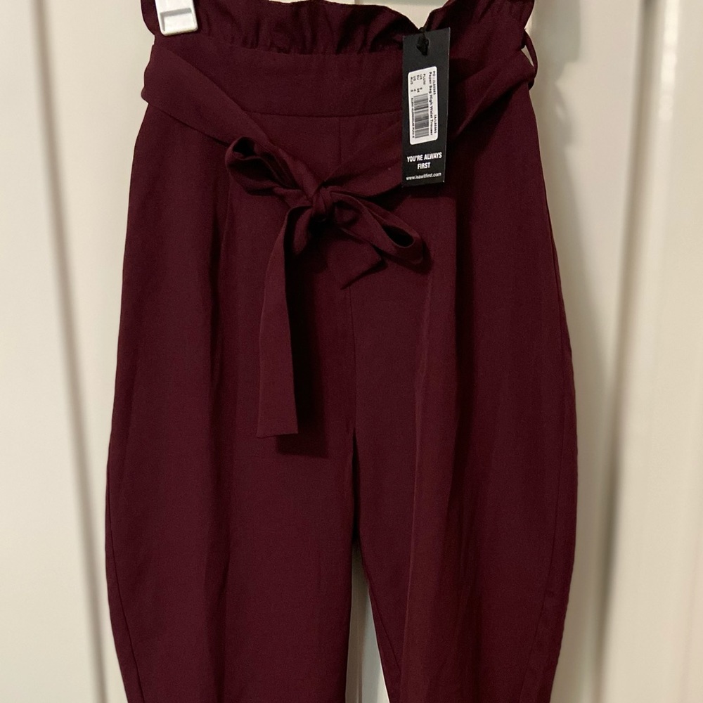 Burgundy High-Waisted Dress Pants